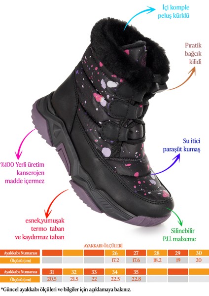Bambu Bağcıklı Kız Çocuk Kar Botu Siyah - Pembe fiyatları