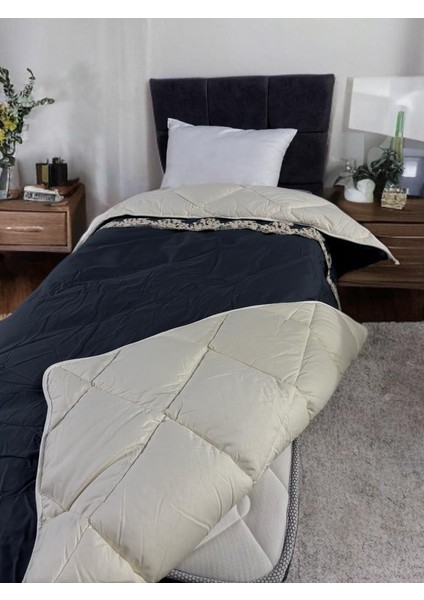 Saten %100 Pamuk Saten Tek Kişilik Yorgan Osela V4 Indigo Gri