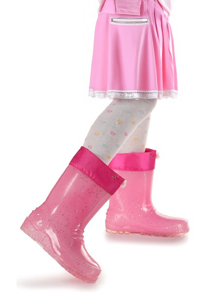 Savana Su Geçirmez Kız Çocuk Yağmur Çizmesi Fuşya - Beyaz fırsatları