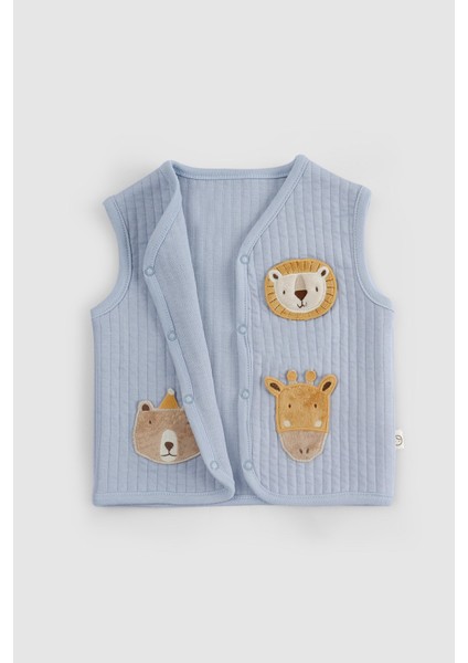 Kapitone Animal Aplikeli Mavi Bebek Yelek fiyatları