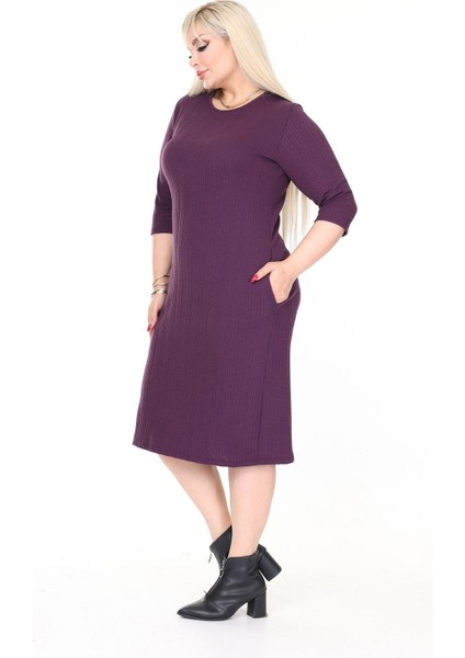 Çift Cepli Kışlık Büyük Beden Esnek Elbise 8C-2617 fiyatları