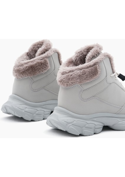 Çocuk Unisex Gri Faylon Taban Içi Kürklü Lastik Bağcıklı Bot indirimleri