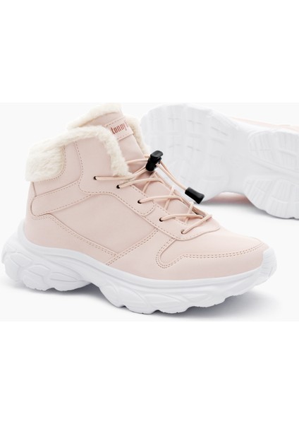 Çocuk Unisex Pudra Faylon Taban Içi Kürklü Lastik Bağcıklı Bot fırsatları