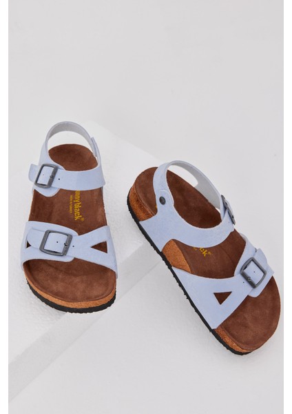 Çocuk Unisex Bebe Mavisi Rahat Kalıp Poli Taban Çift Tokalı Nubuk Sandalet fiyatları