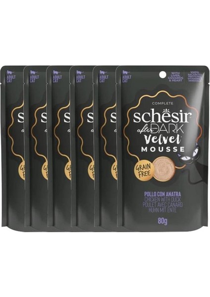 After Dark Velvet Mousse Tavuklu ve Ördekli Pouch Kedi Maması 80 gr 6'lı