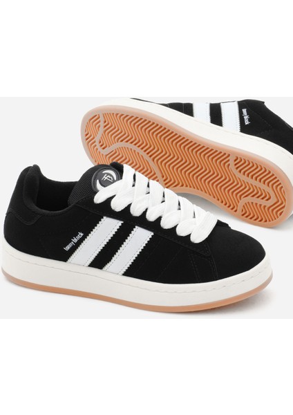 Kadın Siyah Süet Termo Taban Yanı Şeritli Bağcıklı Spor Ayakkabı fırsatları