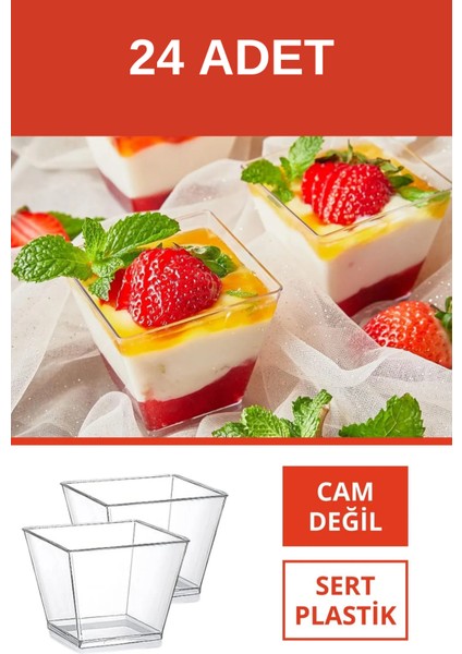 Prizma Sunum Kasesi Magnolya Dondurma Puding Tatlı Meze Salata Cup Kabı Sert Plastik Mika Sunumluk ( küçük boy )