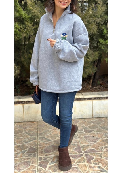 Kadın Gri Ayıcıklı Sweat