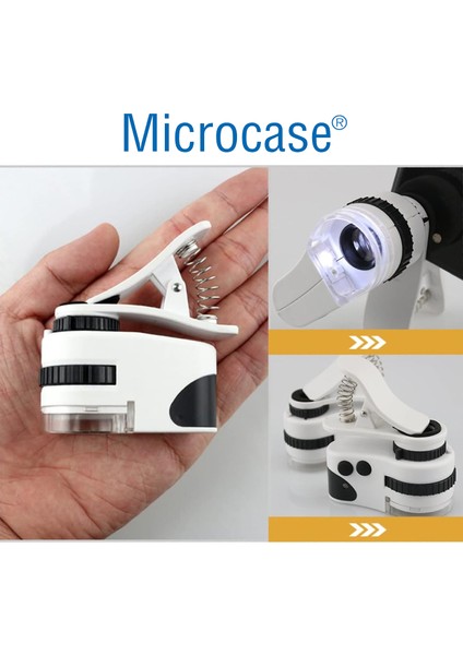 60X Mini Cep Telefonu Için Mandallı Mikroskop Uv Ledli Büyüteç - AL4727