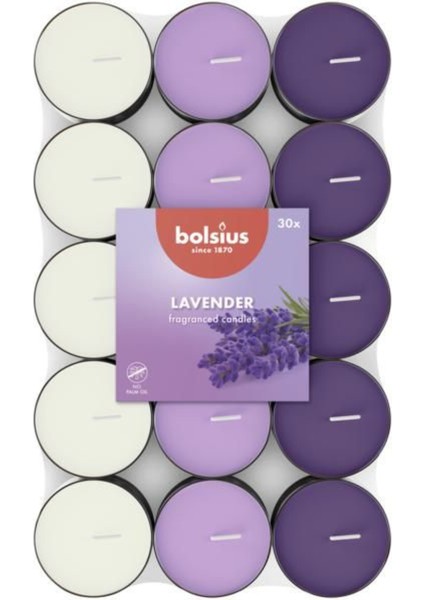Lavanta Kokulu Tealight Mum, 30'lu Paket, 3,5 Saat Yan Ma, Doğal Özler Içerir, Palmiye Yağı Içermez