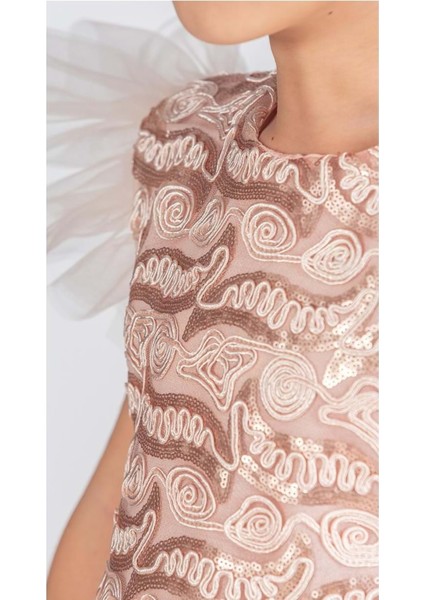 Küpeli Pul Payet Tüllü Kız Çocuk Elbise MNK0526 fiyatları