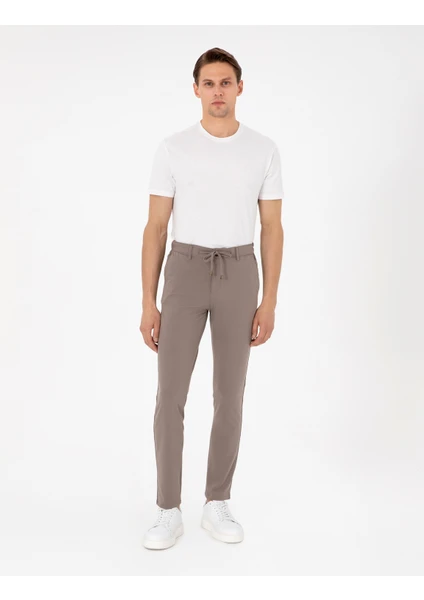 Pierre Cardin Erkek Bej Slim Fit Esnek Jogger Kanvas Pantolon 50307954-Vr011