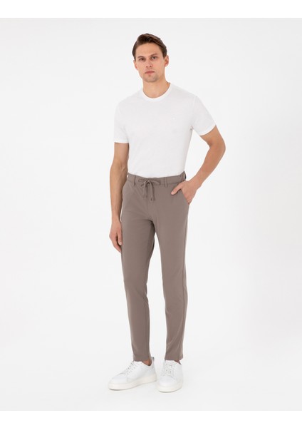 Erkek Bej Slim Fit Esnek Jogger Kanvas Pantolon 50307954-Vr011