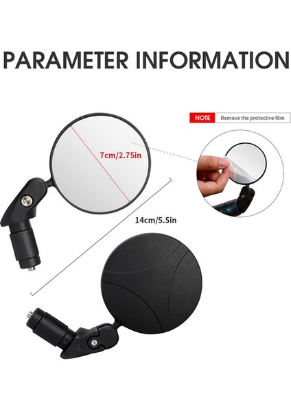 2 Adet Bisiklet Aynası, Bisiklet Aynaları Gidon Dikiz Aynası, 360° Dönen Ayarlanabilir Hd Güvenlik Dışbükey Ayna Geniş Görüş (Yurt Dışından) fiyatları
