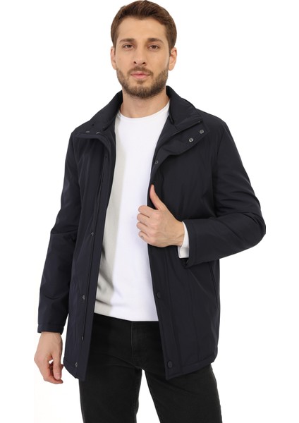 Regular Içi Kapitoneli Lacivert ( Çıkarılabilir Kürklü Yaka ) Kaban fırsatları