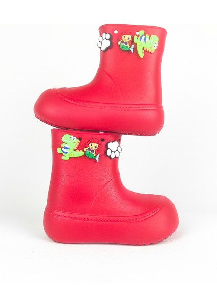 DivaÇizme Kırmızı Çocuk Yağmur Çizmesi-Botu - Su Geçirmez