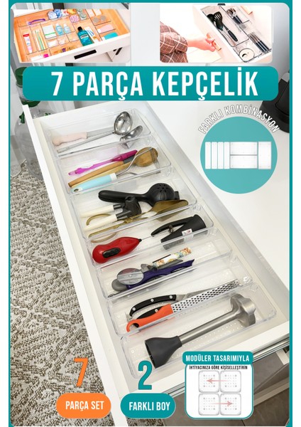 7'li Kepçelik Kepçe Düzenleyici Çekmece Içi Modüler Organizer