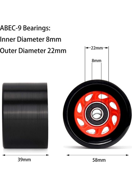 8 Adet Paten Tekerlekleri Dört Paten Yedek Açık Dörtlü Paten Tekerleği Paten Silindiri Abec-9 608RS Rulman (Yurt Dışından)
