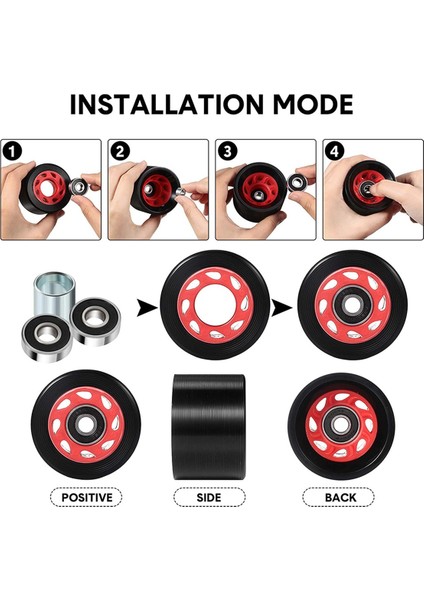 8 Adet Paten Tekerlekleri Dört Paten Yedek Açık Dörtlü Paten Tekerleği Paten Silindiri Abec-9 608RS Rulman (Yurt Dışından)