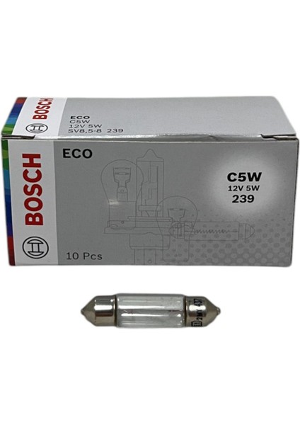 Eco 12V C5W 5W Sv 8.5-8 Halojen Sofit Tavan, Bagaj Ampulü 38 mm 10 Adet