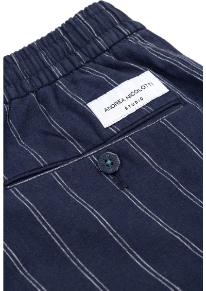 Lacivert Bağcıklı Çizgili Kumaş Pantolon 2820-1 44 modelleri