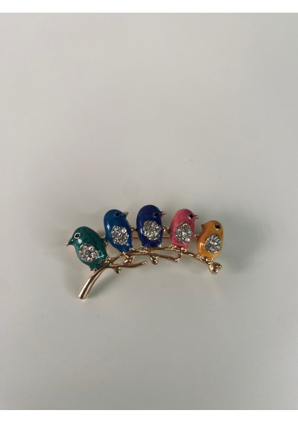 Renkli Kuşlar Broş 3.5x1.5 cm