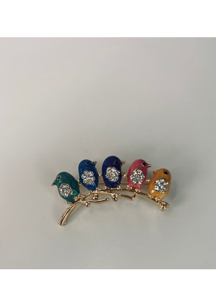 Renkli Kuşlar Broş 3.5x1.5 cm indirimleri