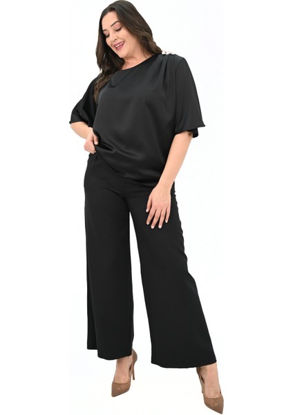 Kadın Büyük Beden Metal Düğme Detaylı Bluz 1862-25 fiyatları