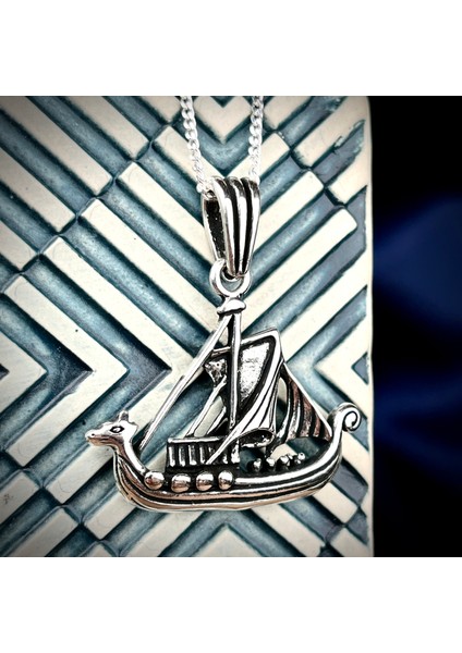 Viking Gemisi Gümüş Kolye 925 Ayar Gümüş Viking Gemisi Unisex Kolye Taşsız Gümüş Kolye modelleri