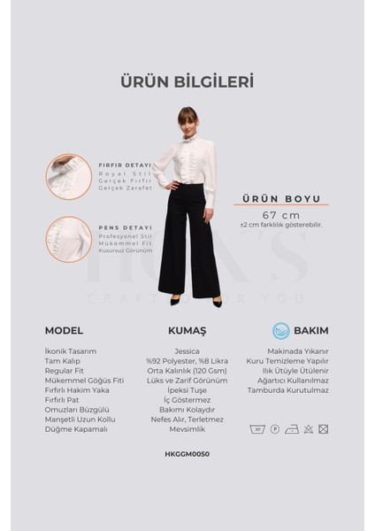 Juliet | Tasarım Gömlek Hakim Yakalı Manşetli Uzun Kollu Yakası ve Patı Fırfırlı - Beyaz indirimleri