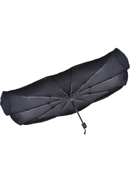 Oto Araba Güneşlik Şemsiye Tip Ön Cam Güneş Önleyici Katlanabilir Kılıflı (135CM x 75CM)