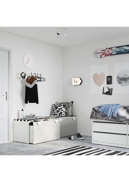 Saklama ünitesi-bank, beyaz-gri, 90x50x48 cm fırsatları