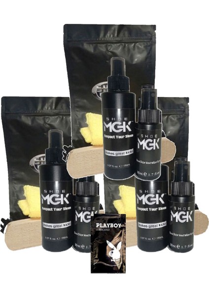 Shoe LFHX0322 Mgk 3tane 150 ml Ayakkabı Temizleyici Sprey Yanında Mgk 50 ml Ayakkabı Koku Giderici Sprey - Bez ile Fırça + 1 Ad Hediy.e Jel