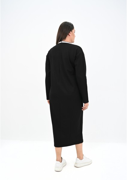 Kadın Büyük Beden Çift Şerit Detaylı Uzun Elbise 5279-25 indirimleri