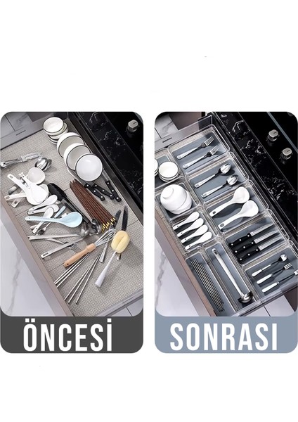 11 Li Kaşıklık ve Çekmece Içi Düzenleyici Modüler Organizer Set