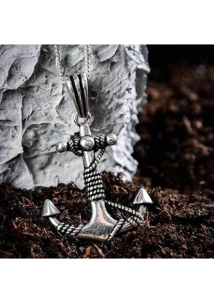 Gümüş Çapa Kolye 925 Ayar Gümüş Çapa Figürlü Erkek Kolye