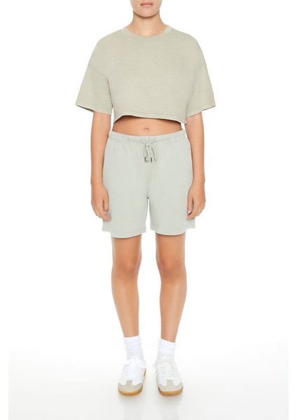 Yuvarlak Yaka Crop T-Shirt