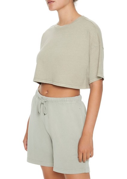 Yuvarlak Yaka Crop T-Shirt fırsatları