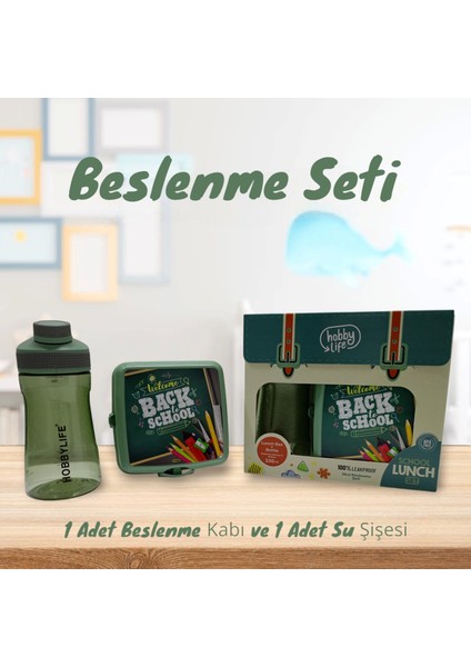 Yeşil Çocuk Beslenme Kabı Set*içme Şişesi´le* Erken Çocuk*bölmeli*bölmeli Beslenme Kutusu
