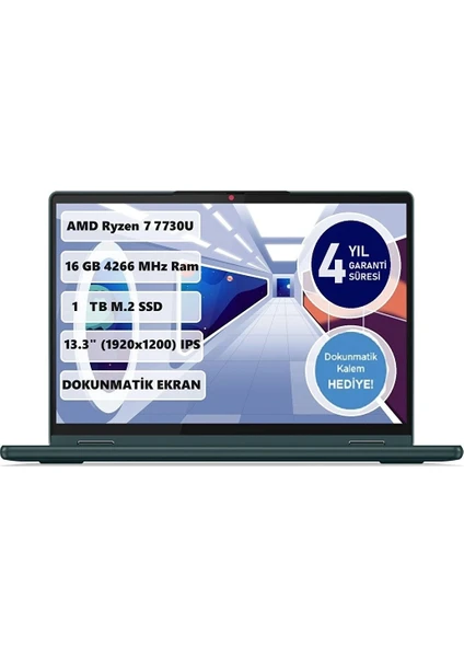 Yoga 6 AMD Ryzen 7 7730U 16GB 1TB SSD Freedos 13.3" WUXGA Taşınabilir Bilgisayar 83B2008RTX