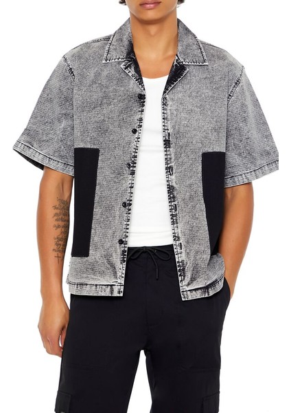 F21 Boxy Yıkanmış Kontrast Gömlek