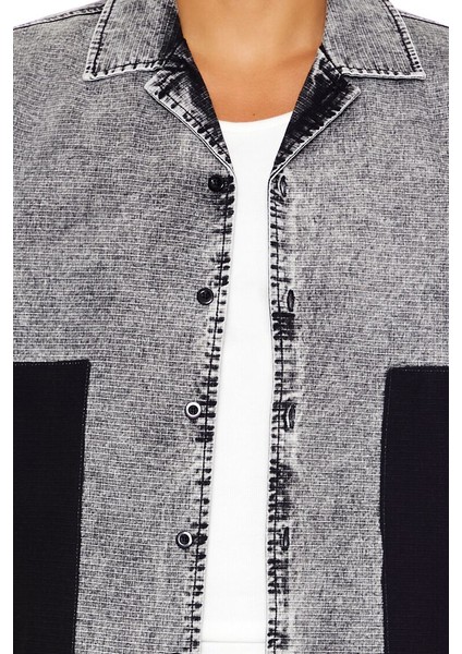 F21 Boxy Yıkanmış Kontrast Gömlek