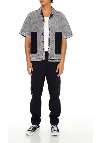 F21 Boxy Yıkanmış Kontrast Gömlek