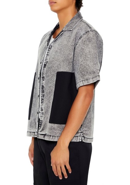 F21 Boxy Yıkanmış Kontrast Gömlek