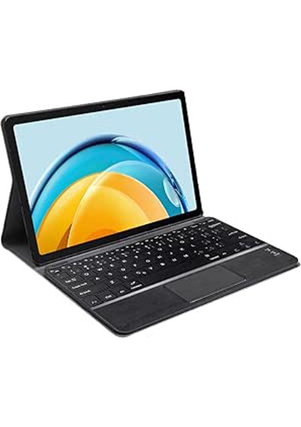 Samsung Galaxy Tab S10 Plus SM-X820 12.4 Inch Tablet Için Bluetooth Touchpad Klavye + Standlı Kılıf - Bkk5