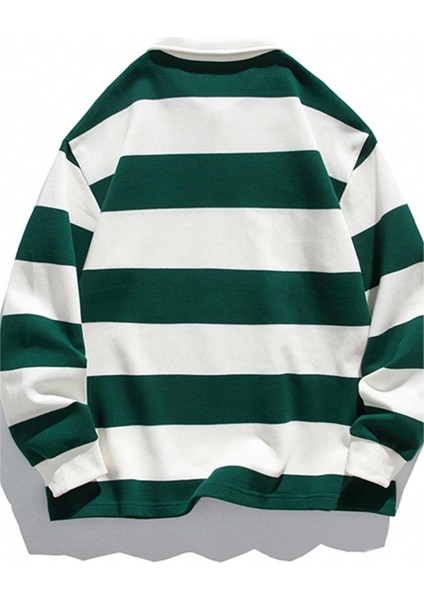 Erkek London Çizgili Şeritli Pamuklu Içi Polarlı Polo Yaka Sweatshirt fiyatları