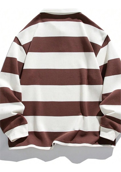 Erkek London Çizgili Şeritli Pamuklu Içi Polarlı Polo Yaka Sweatshirt fiyatları
