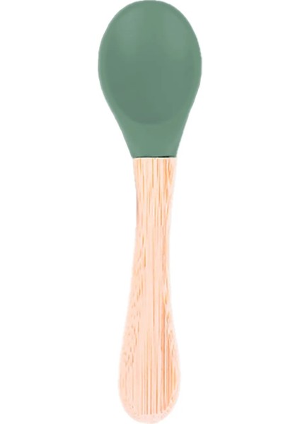 Bambu Saplı Silikon Mama Kaşık 9+ ay-yeşil