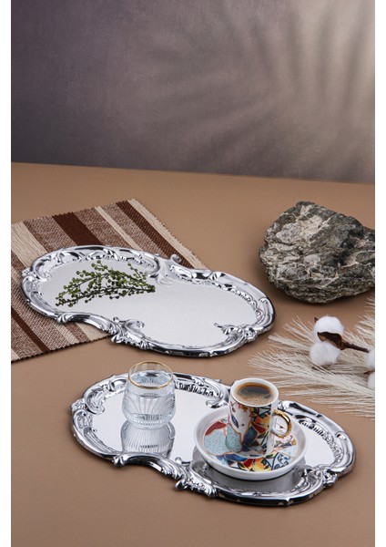 Artnova Karizma Desenli Kahve ve Sunum Tepsisi 2 Adet