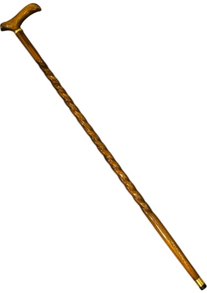Gold Halkalı Kıvrımlı Kahverengi Baston NO03